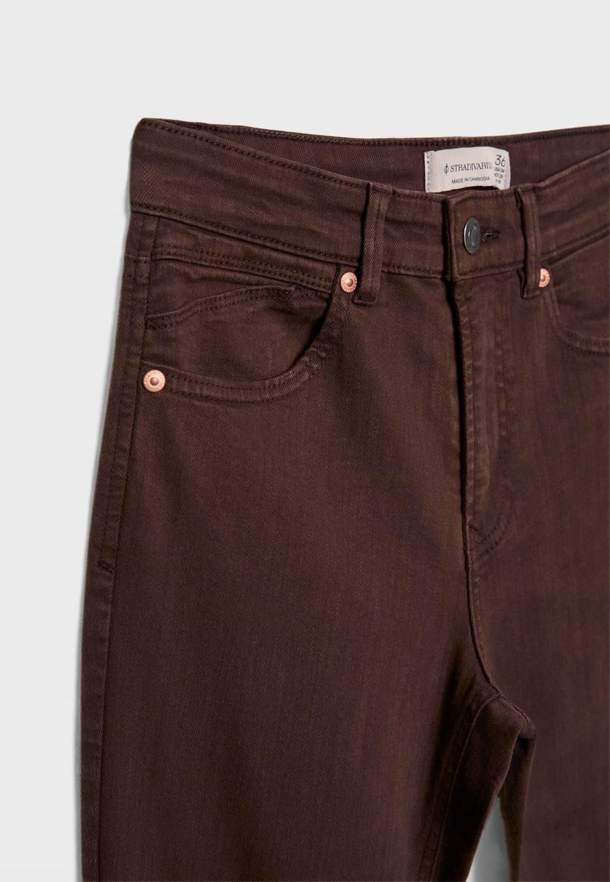 스트라디바리우스 브라운 하이웨이스트 플레어 스트레치 슬릿 부츠컷 팬츠 4804/400 - 상세 이미지 3