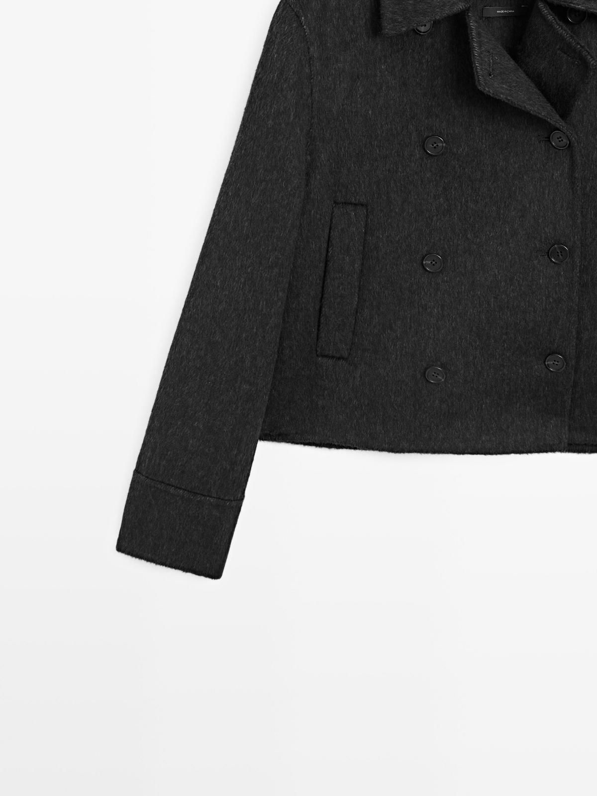 마시모두띠 퍼 디테일 테크니컬 숏 울 코트 6422/972 DARK GREY - 상세 이미지 4