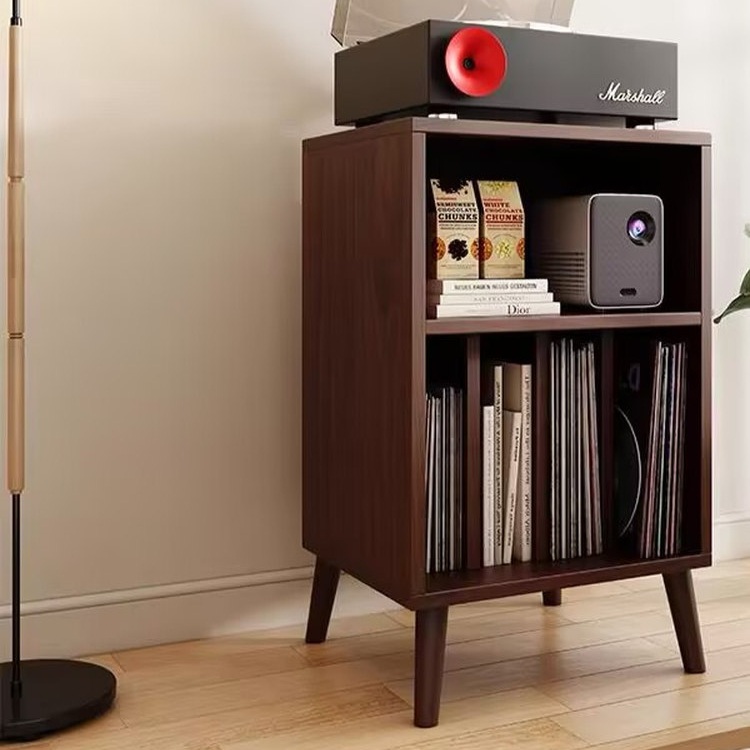 LP 장식장 턴테이블 선반 보관 CD  레코드 거치대 책장 거실 정리장 협탁 라이트 우드 - 상세 이미지 4