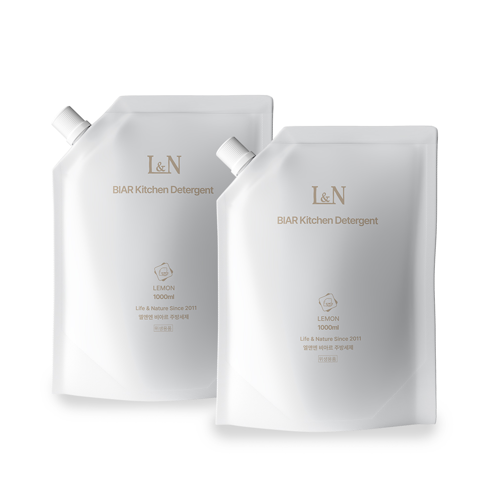 L&N 비아르 주방세제 본품 600ml+리필 1000ml 아기 젖병 유아 식기 과일 세정제 - 상세 이미지 5