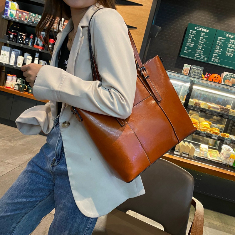 소가죽 여성 가방 대용량 숄더백 실용적인 데일리 패션 디자인 편안하고 캐주얼한 외출용 가방 - 상세 이미지 2