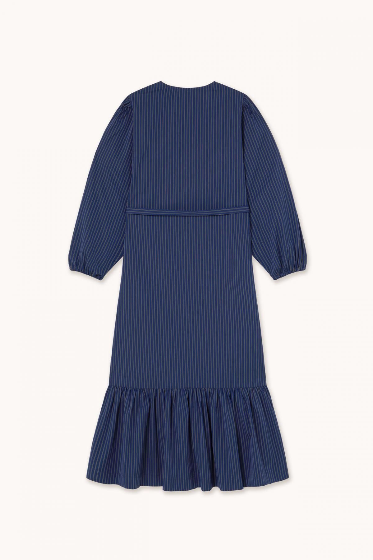 타이니코튼 스트라이프 러플 다크블루 미디 원피스 AW25-807S02 ONE COLOR