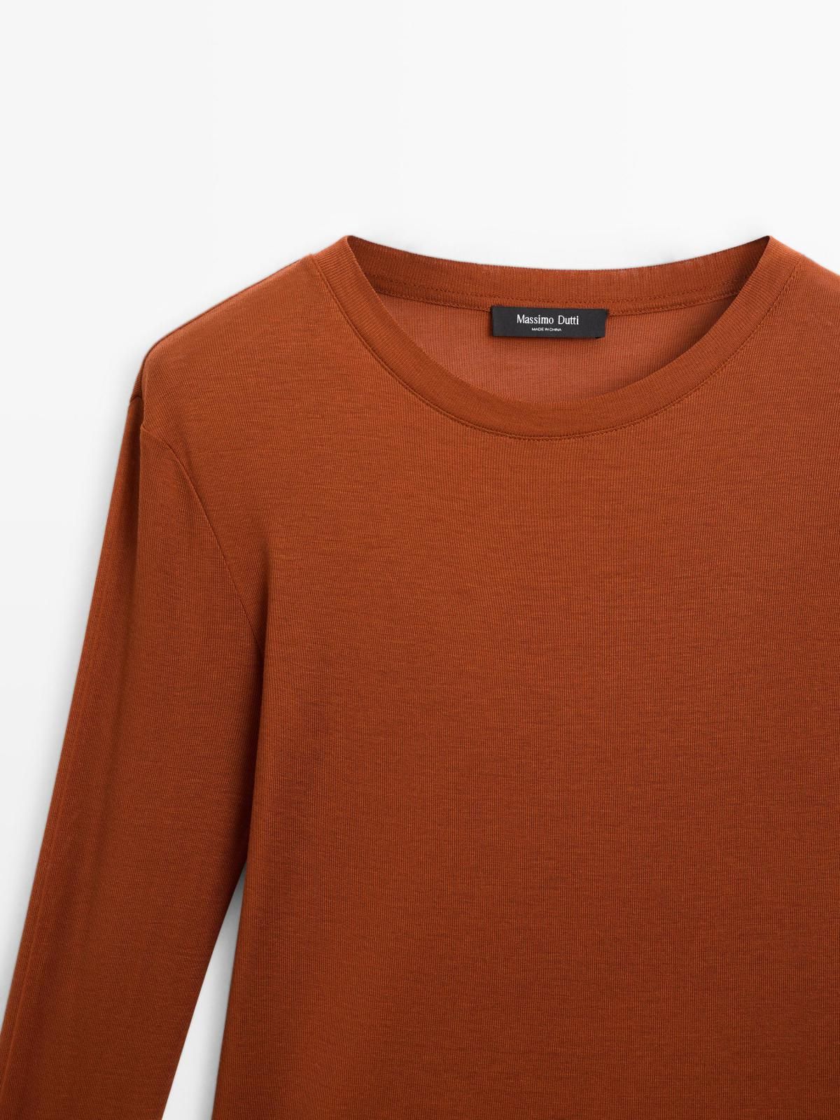 마시모두띠 라이트웨이트 레귤러핏 베이직 긴팔 티셔츠 6227/101 BURNT ORANGE - 상세 이미지 5