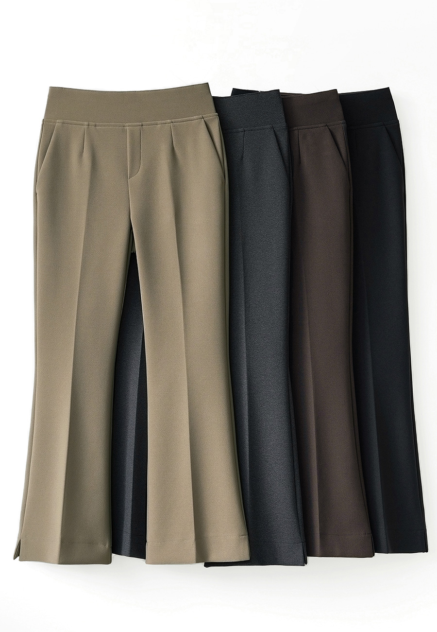 기장맞춤 마법보정밴딩 스판 여성슬렉스 와이드 부츠컷 여성정장바지 가을 일자핏팬츠 - 상세 이미지 4