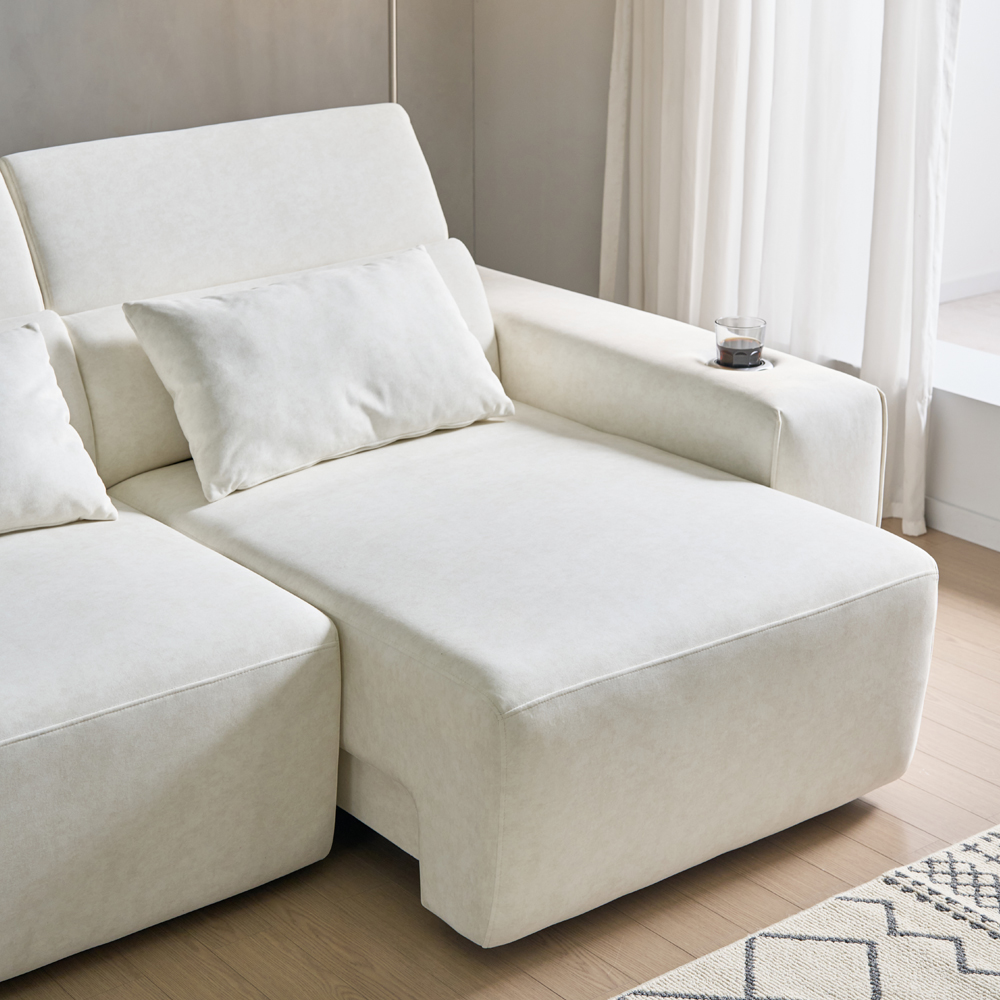 세인트블랑 릴렉시아 슬라이드 모션 아쿠아텍스 리클라이너 확장 패브릭 소파 아이보리, 4인용