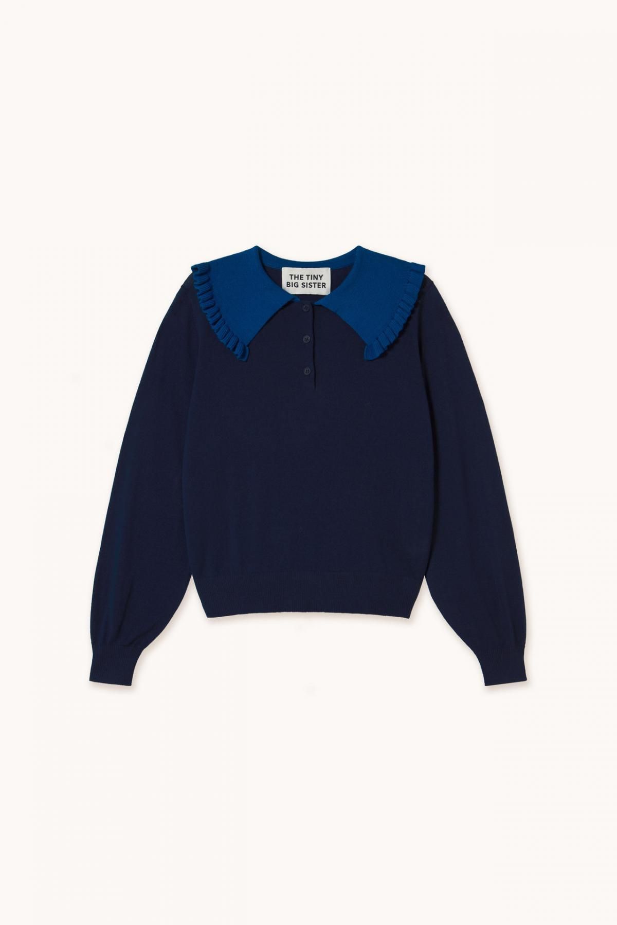 타이니코튼 빅카라 네이비 라운드넥 니트 스웨터 AW25-692107 NAVY - 상품 이미지