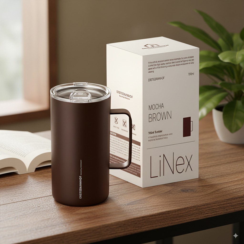 세척 편한 보온 보냉 사무실에서 쓰기 좋은 손잡이 리유저블 텀블러 700ml, 모카브라운