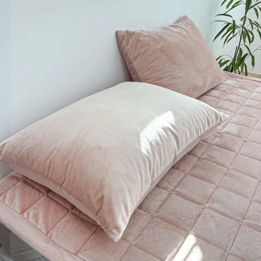 1+1 포근한 윈터테일 리버서블 워싱 밍크 겨울 극세사 베개커버 2장 핑크 버니, 50x70cm