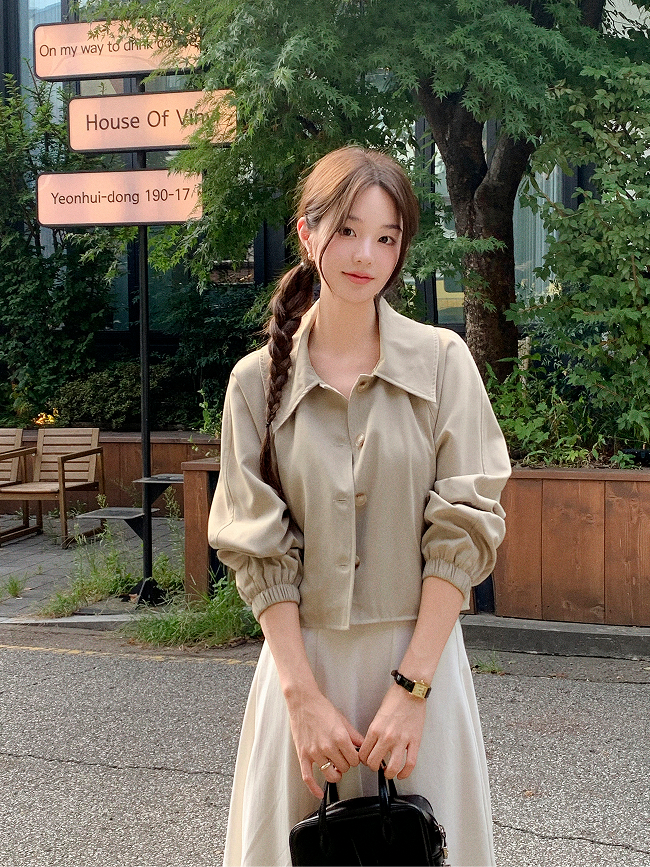 크롭 점퍼 카라넥 아우터 간절기 데일리 캐주얼 하객룩 jp729 - 상세 이미지 2