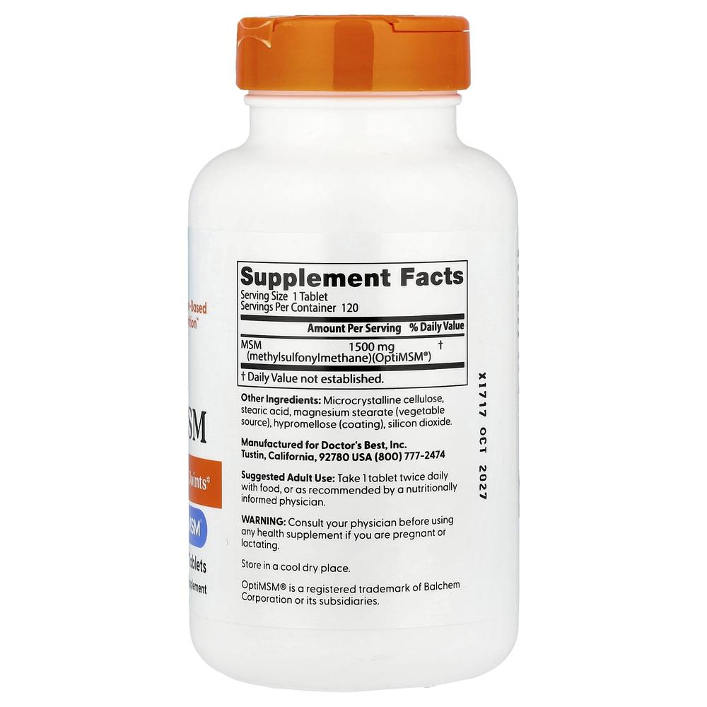 닥터스베스트 MSM OptiMSM 1500mg 엠에스엠 식이유황 120정 - 상세 이미지 2