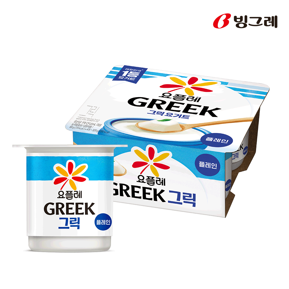 빙그레 요플레 그릭 플레인 80g X 4개 그릭요거트