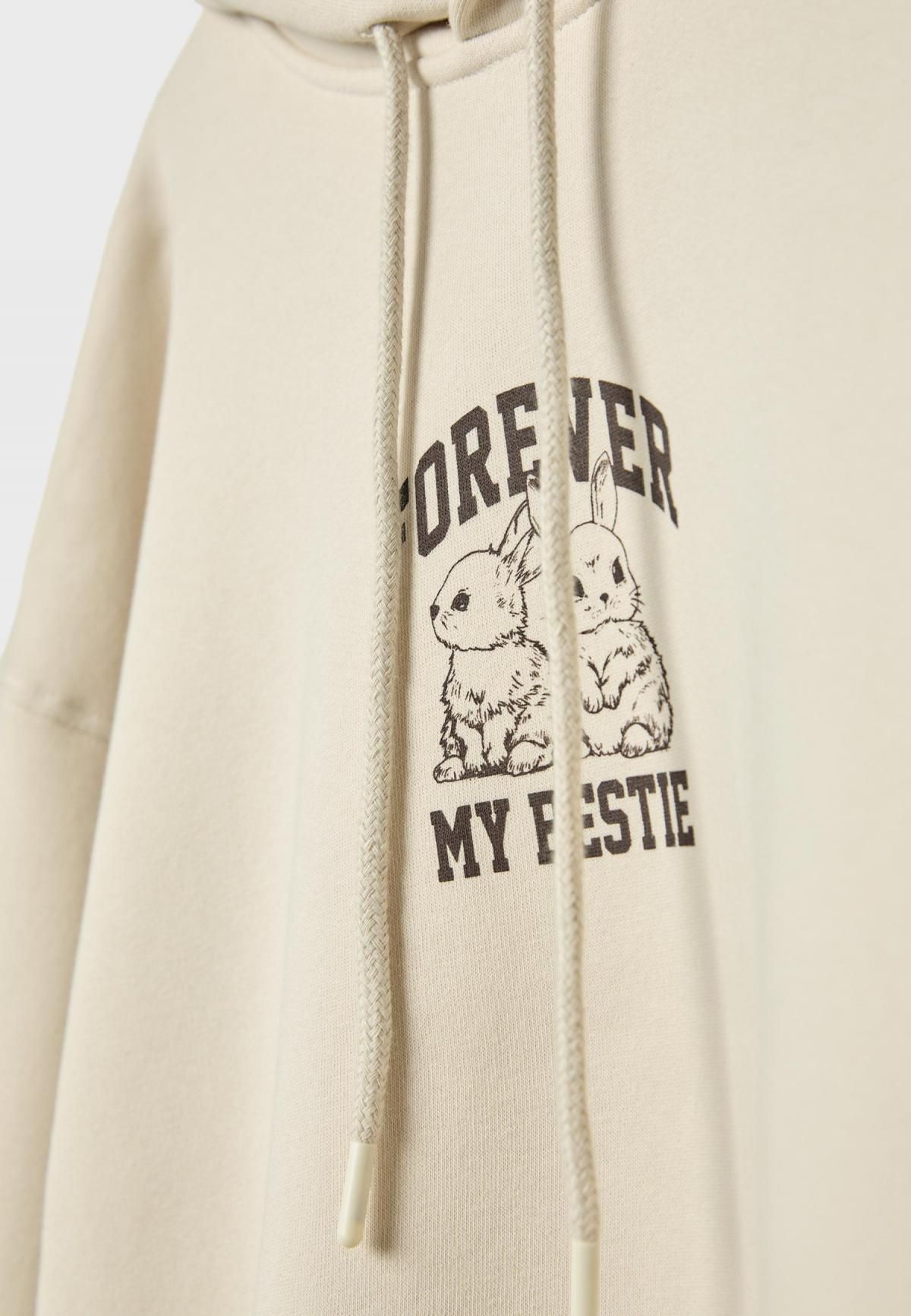 스트라디바리우스 캐주얼 그래픽 오버핏 후드 스웨트셔츠 6673/971 STONE - 상세 이미지 3