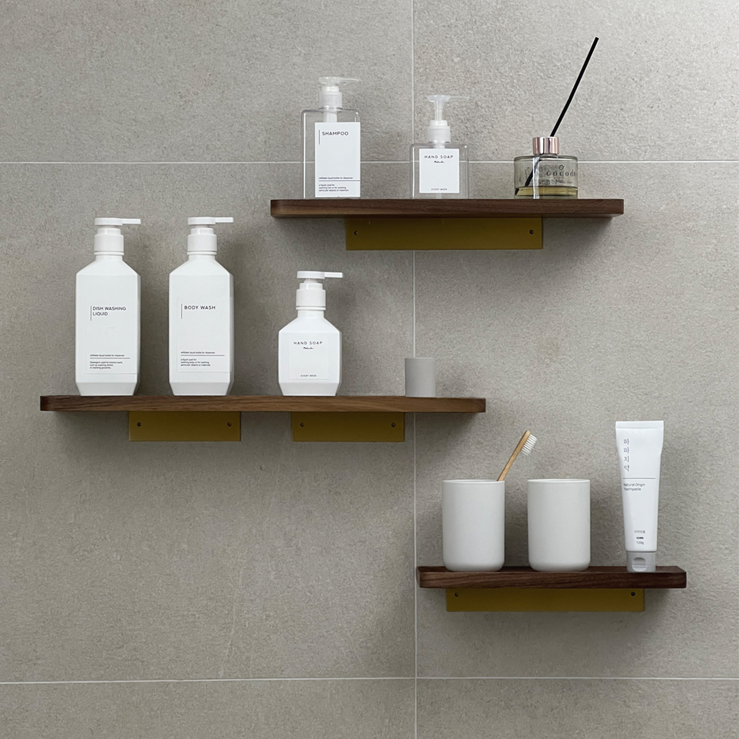 무타공 무지주 원목 벽선반 나무 선반 주방 벽걸이 폭좁은 아트월 우드 벽에붙이는 20cm