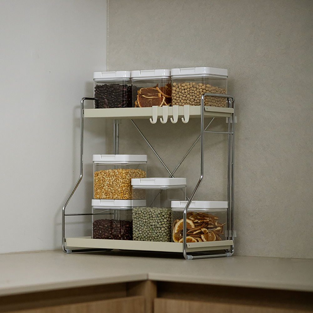 주방 정리 양념통 선반 정리대 싱크대 양념 수납 인덕션 조미료 양념장 수납장 2단 M