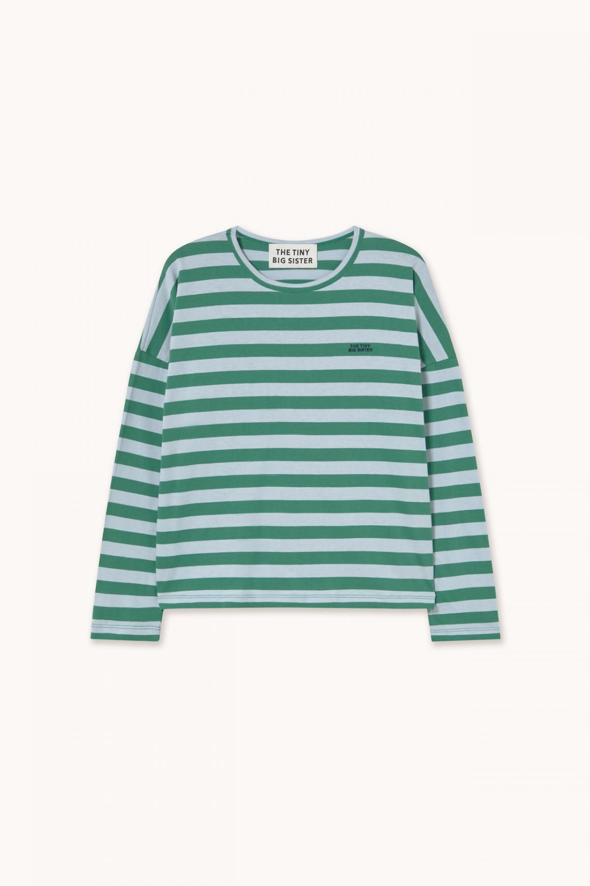 타이니코튼 다크그린 워시드블루 스트라이프 베이직 긴팔 티셔츠 AW25-777S44 DARK GREEN/WASHED BLUE - 상품 이미지