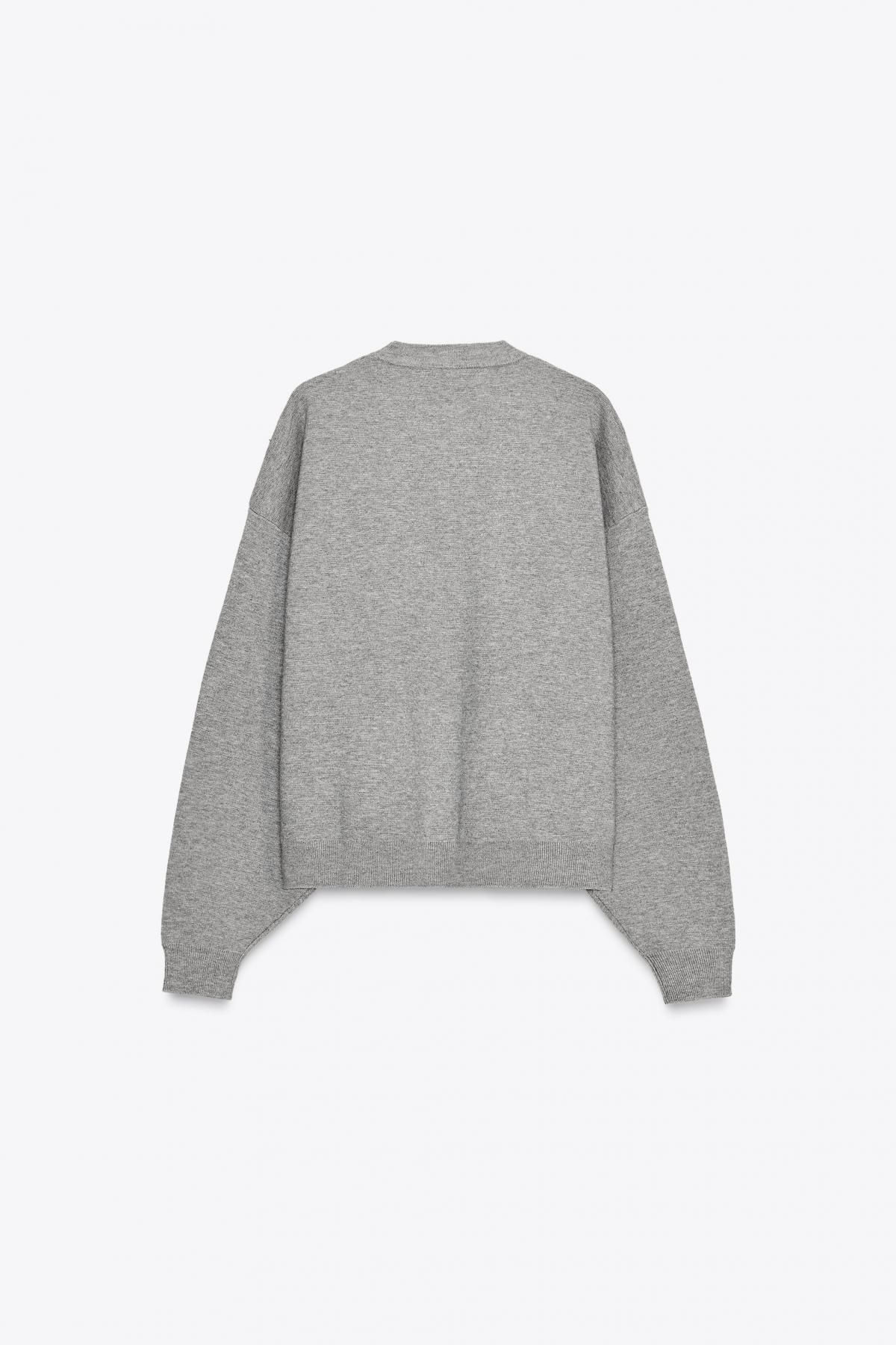 자라 라이트그레이 립 니트 라운드넥 스웨트셔츠 9598/187 GREY MARL 이미지 7