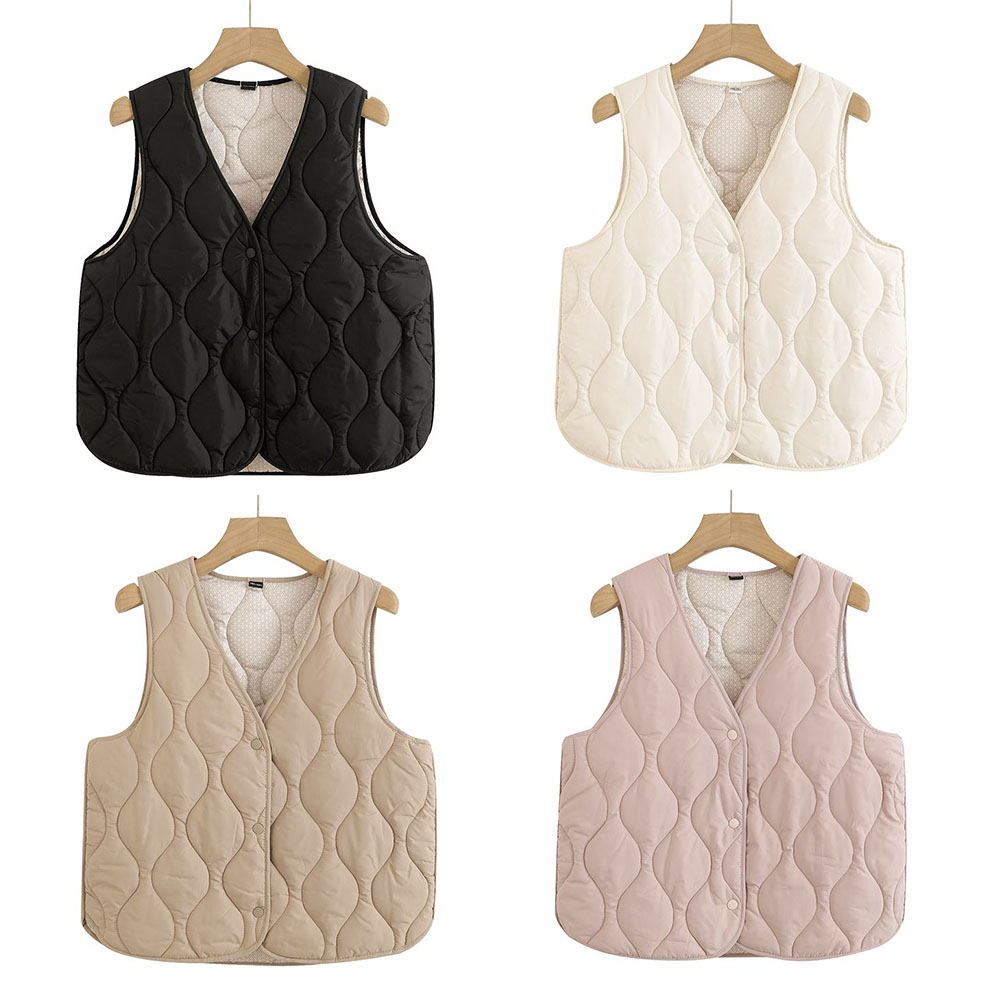 여성 경량 조끼 간절기 실내 여자 버튼 보온 심플 패딩