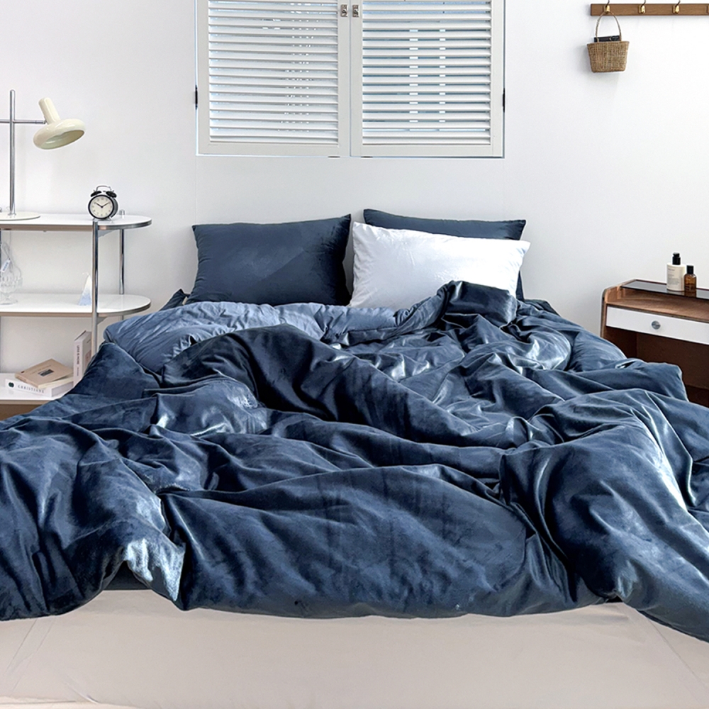 포근한 윈터테일 리버서블 겨울 밍크 극세사 옥수수솜 무봉제 차렵이불 세트 웨일 블루, SS패드세트(이불+베개커버+침대패드)