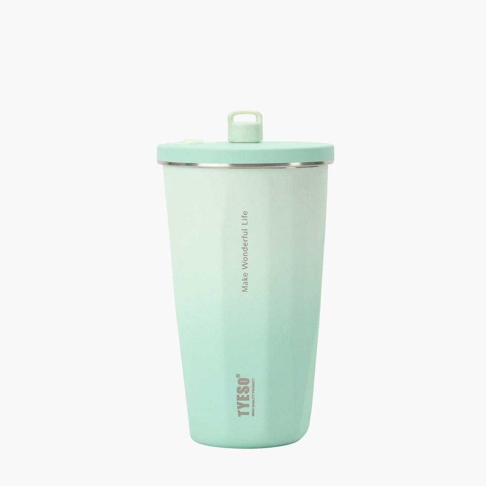 TYESO 스텐 텀블러 올스텐 대용량 텀블러 보냉 보온 빨대 직장인 운동 600ml, 민트그린 - 상품 이미지