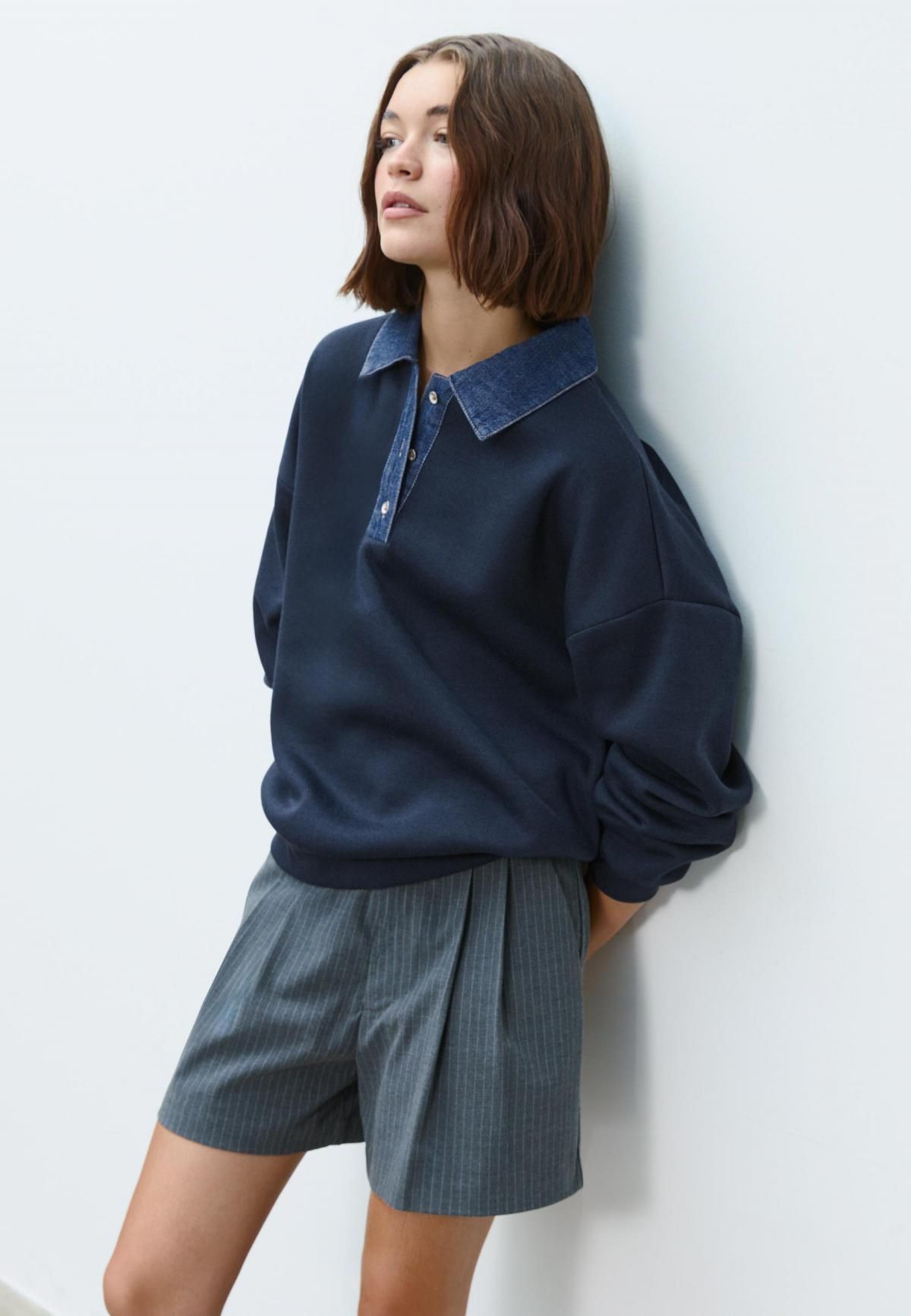 스트라디바리우스 데님 칼라 테크니컬 맨투맨 6771/909 NAVY BLUE - 상세 이미지 5