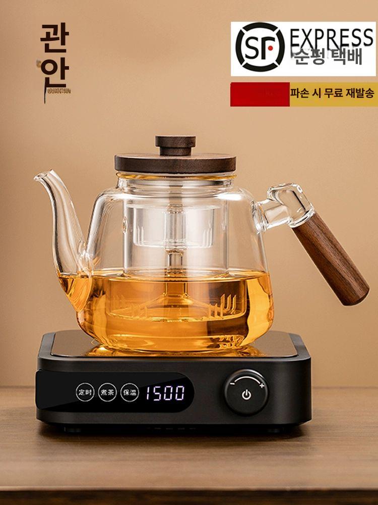 전기 하이라이트 차끓이기 내열 데우기 차포트 티팟 블랙 커버 포함 1500W - 상세 이미지 3