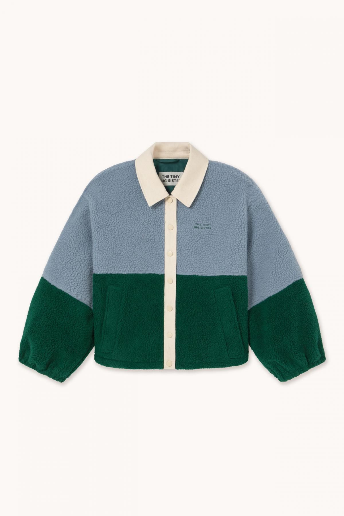 타이니코튼 테크니컬 컬러블록 플리스 집업 재킷 AW25-767S42 WASHED BLUE/DARK GREEN - 상품 이미지