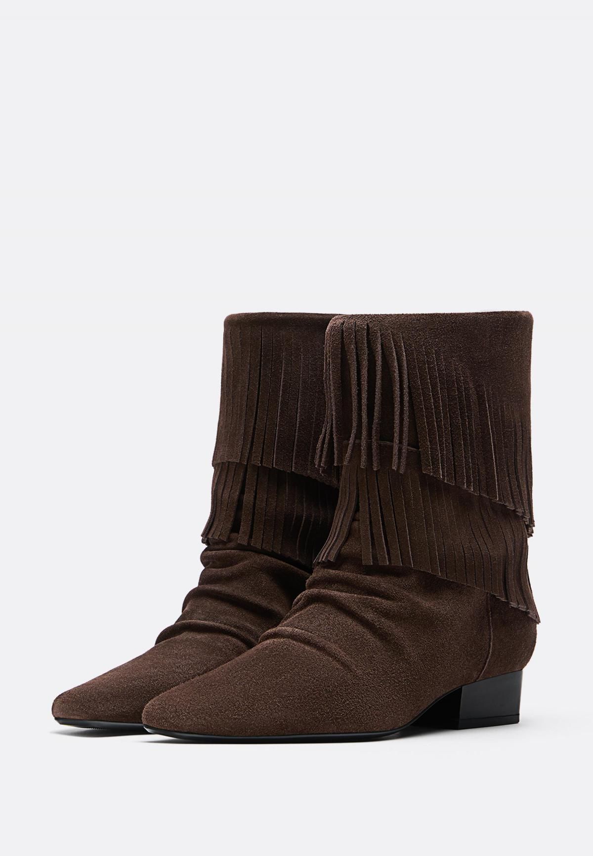 스트라디바리우스 보헤미안 프린지 레더 앵클부츠 9999/678 BROWN - 상세 이미지 4