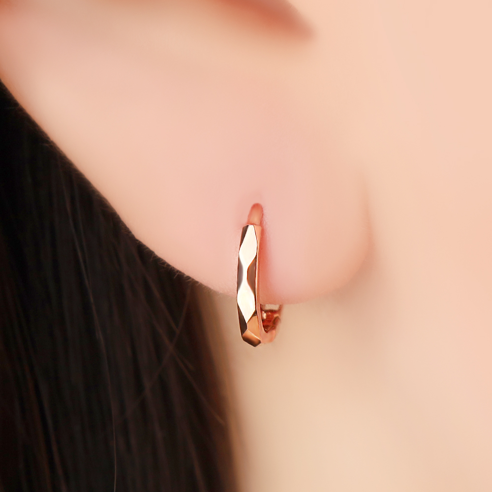 14K 18K 원터치 귀걸이 여성 데일리 루벤 다이아 컷팅 여자친구 기념일 선물 금귀걸이 - 상세 이미지 5