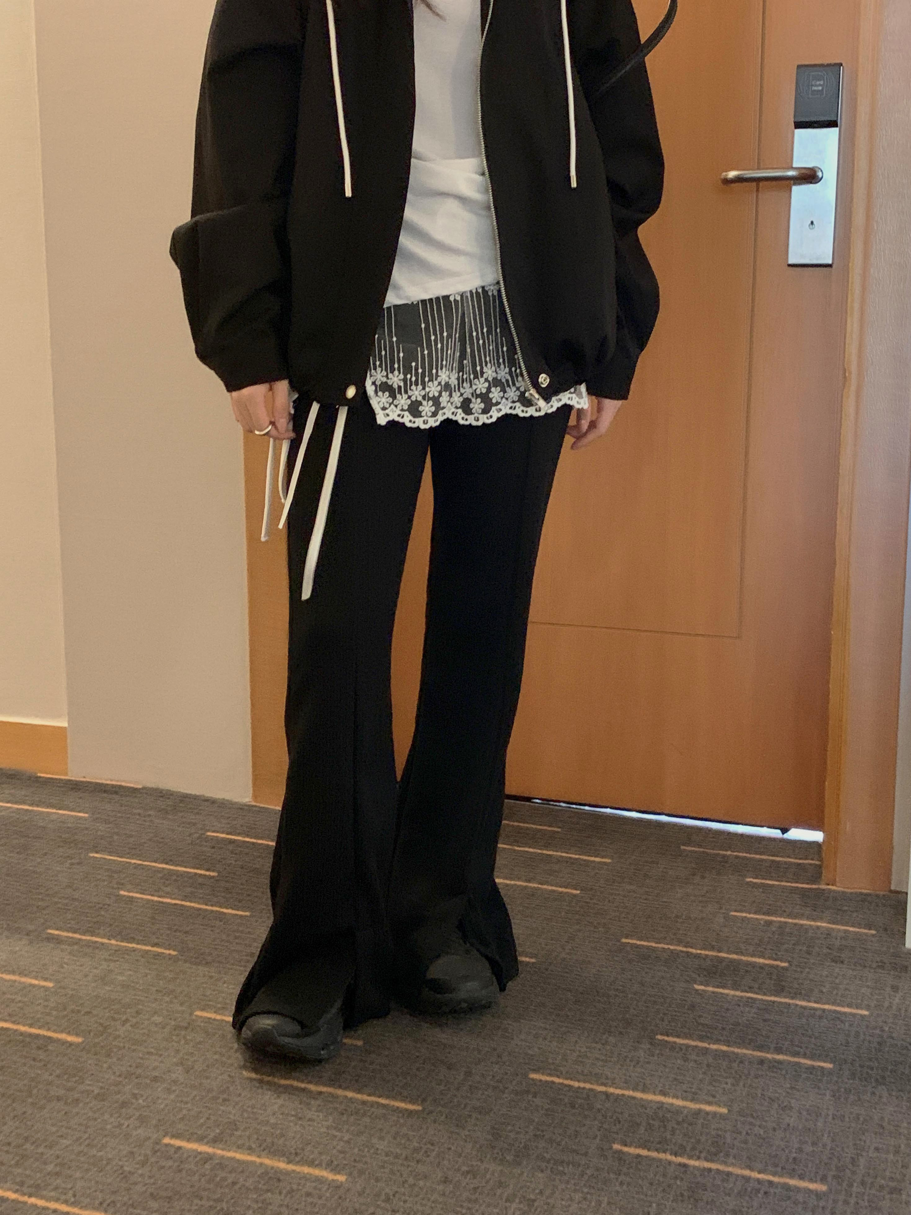 오버무드 골지 코듀로이  부츠컷 캐주얼 트레이닝 트임 라인 밴딩 팬츠 2color - 상세 이미지 4