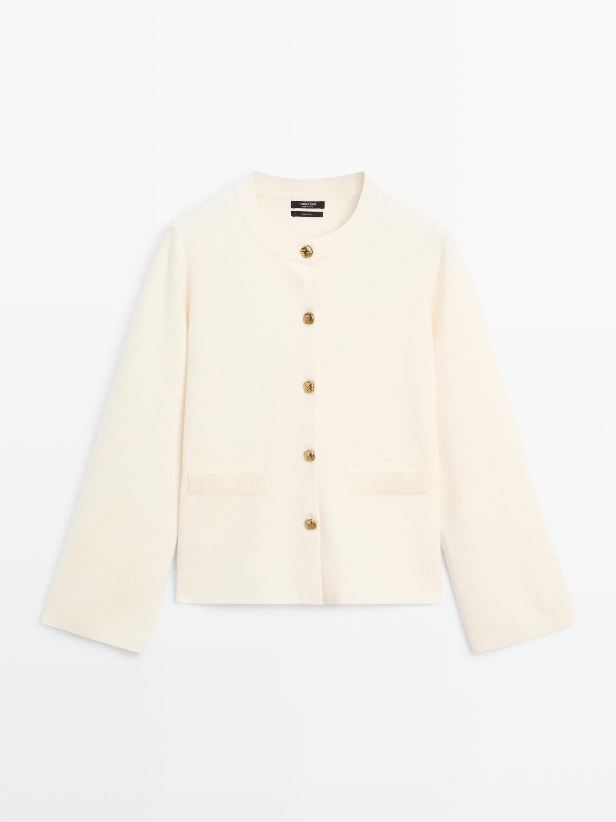 마시모두띠 울 라운드넥 버튼업 니트 가디건 5759/588 OFF WHITE - 메인 이미지