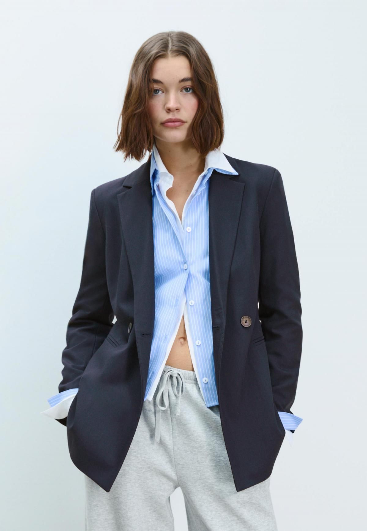 스트라디바리우스 테일러드 슬림핏 더블브레스트 블레이저 1901/638 DARK BLUE - 상세 이미지 5