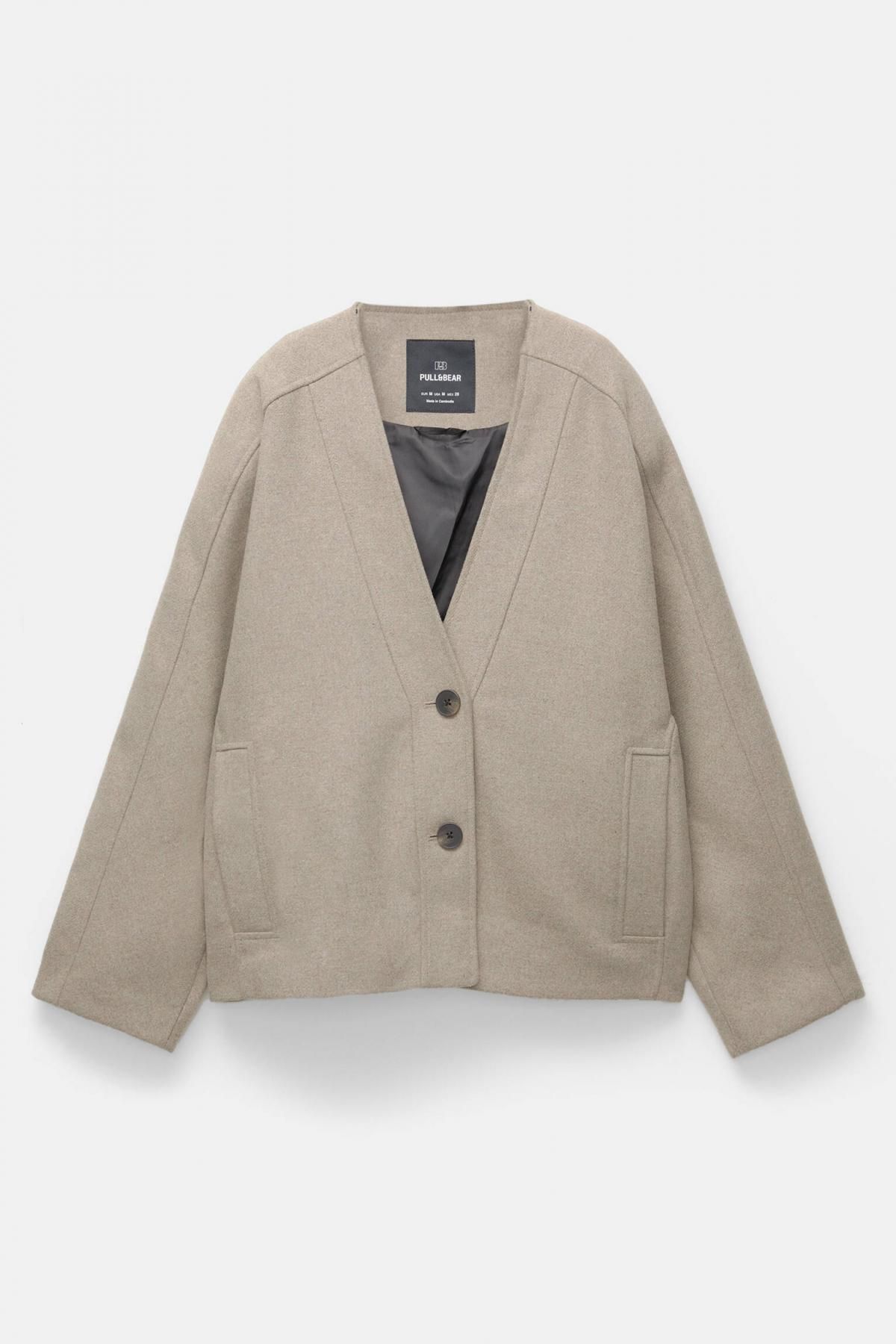 풀앤베어 울블렌드 펠트 기모노 숏 코트 7800/412 BEIGE - 메인 이미지