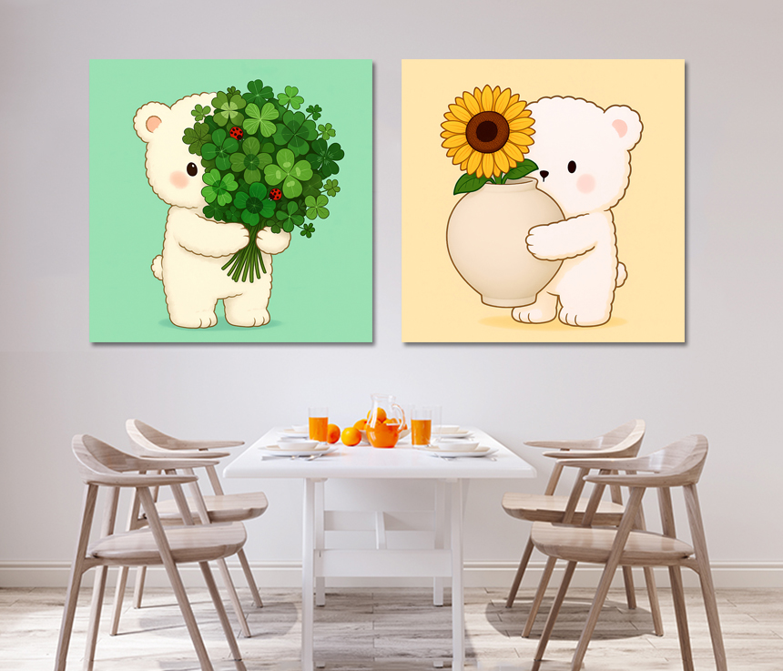 달항아리 아기곰 해바라기 그림 인테리어 액자 거실 현관 아기방 꾸미기 소형 이미지 3