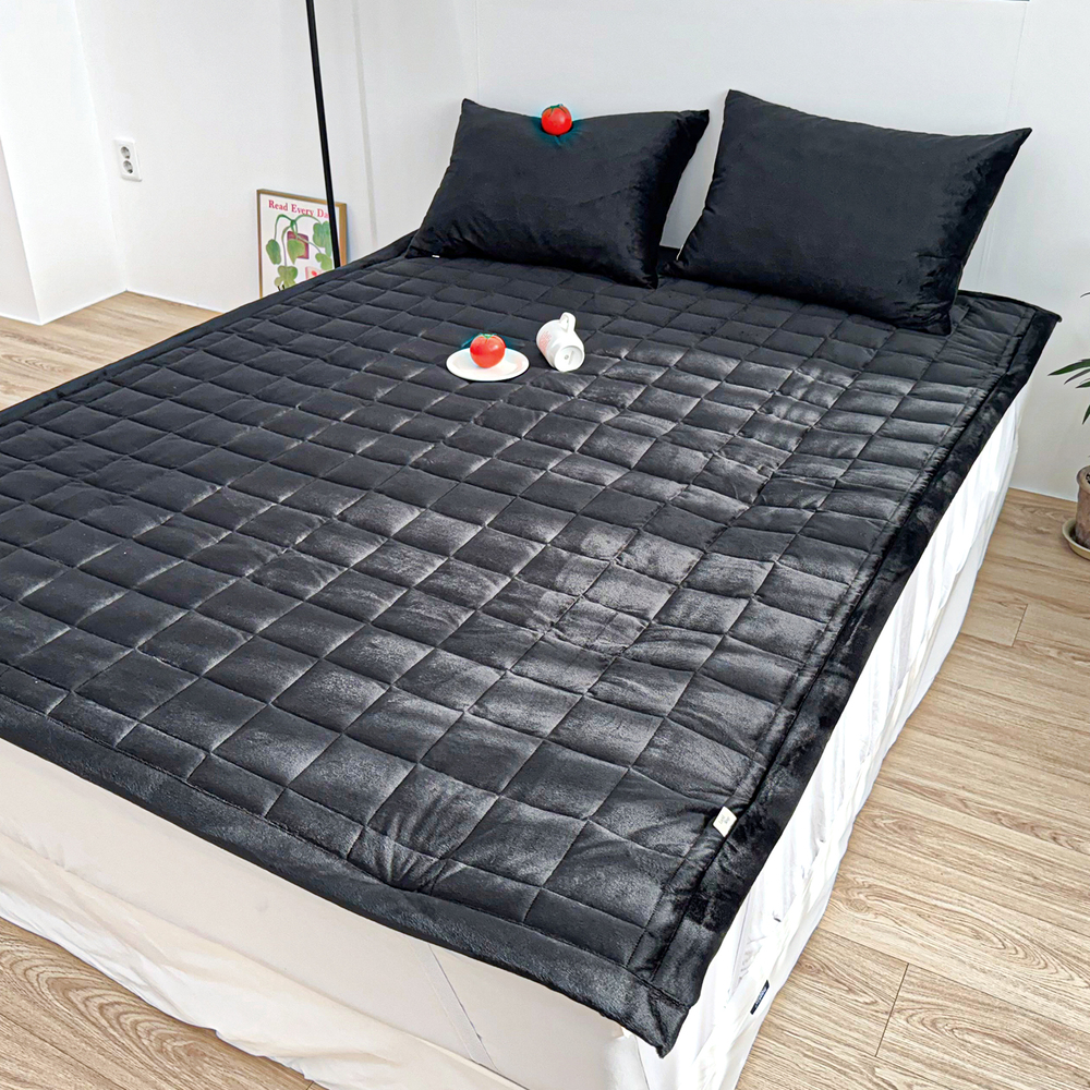 포근한 윈터테일 겨울 밍크 극세사 고정밴딩 침대패드 블랙 캣, SS(슈퍼싱글)