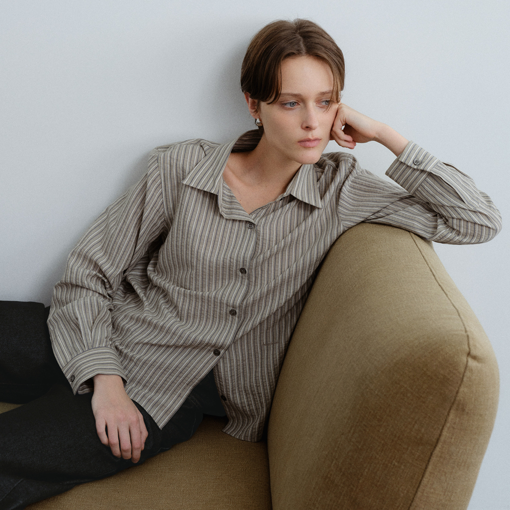 [블루브릭] Petit stripe shirt (beige) - 상품 이미지
