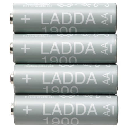 이케아 이케아 LADDA 라다 충전지 HR06 AA 1.2V 1900mAh 4개 705.098.15