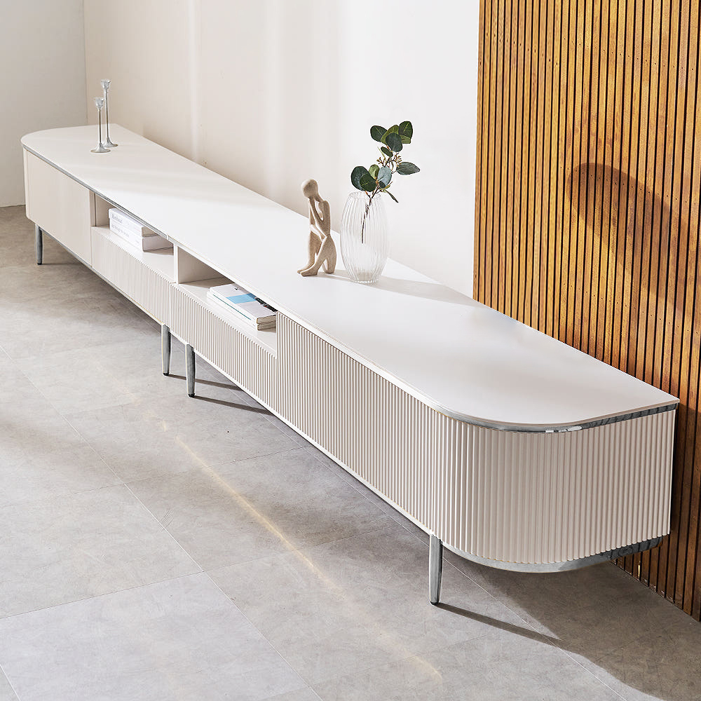 거실장 세라믹 98인치 100인치 템바보드수납장 TV다이 거실 티비장 3000, 화이트 실버