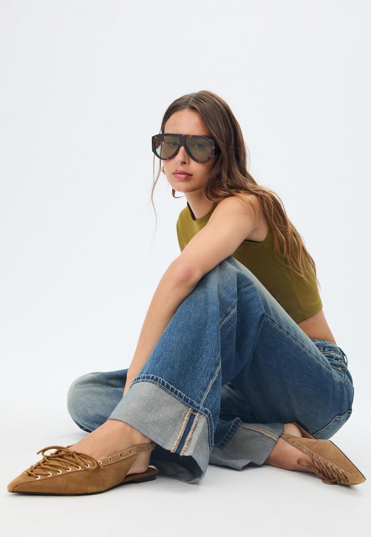 스트라디바리우스 로우라이즈 와이드핏 데님 청바지 1441/899 MEDIUM BLUE DENIM - 상세 이미지 5