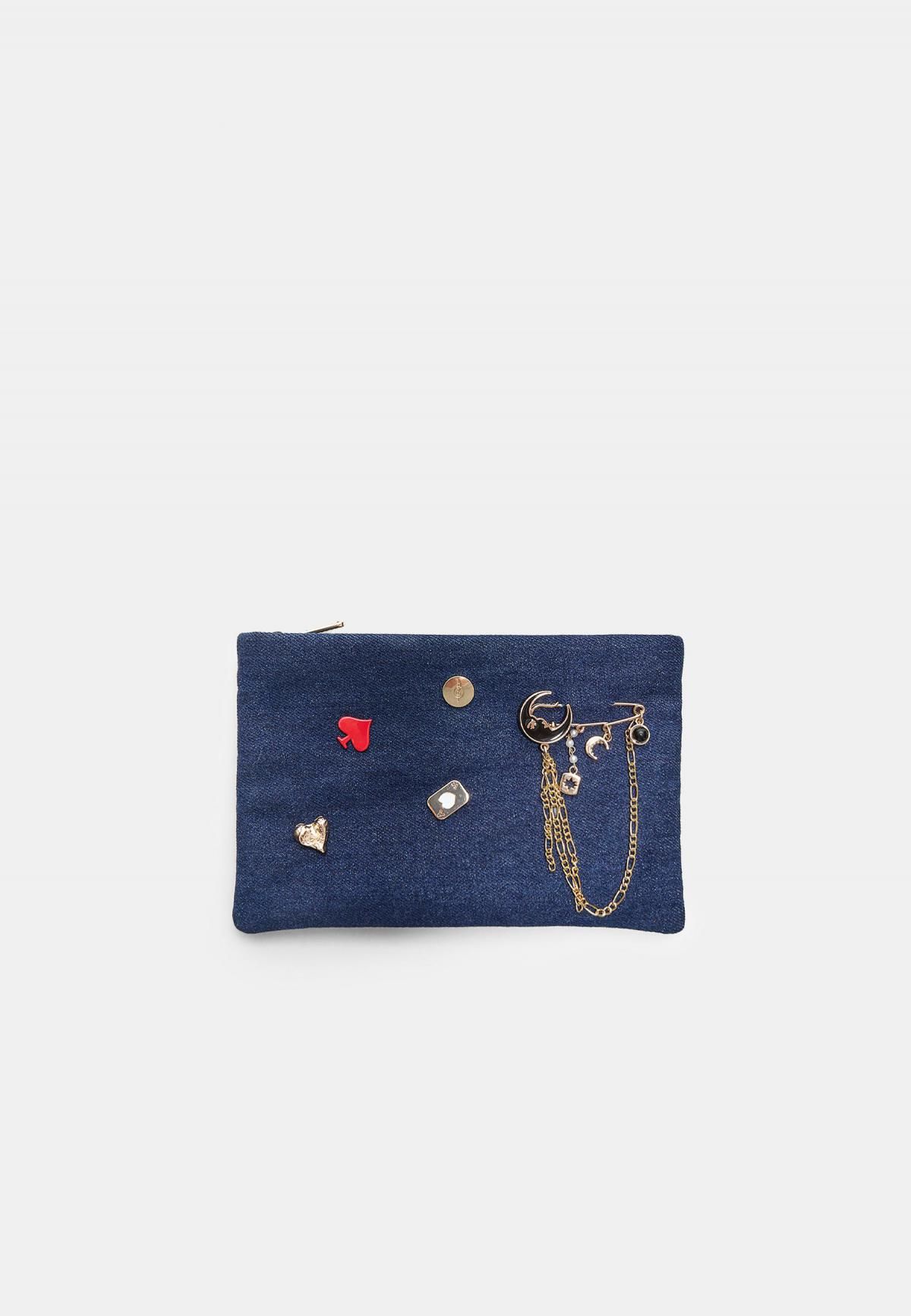 스트라디바리우스 데님 멀티 배지 파우치 3751/901 MEDIUM BLUE DENIM - 상품 이미지