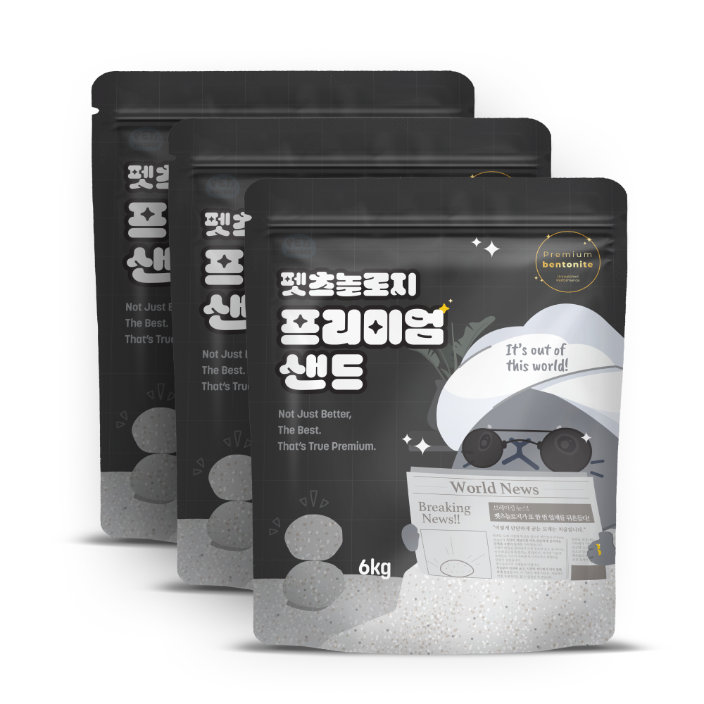 펫츠놀로지 고양이 프리미엄 샌드 응고형 벤토나이트 6kg, 3개 - 상품 이미지