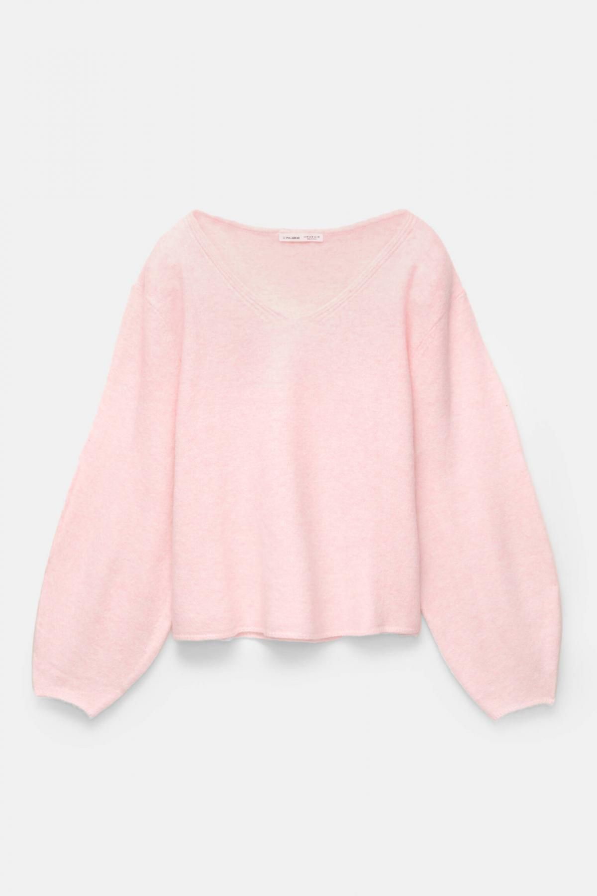 풀앤베어 페일핑크 소프트 브이넥 니트 스웨터 7550/363 PINK - 메인 이미지