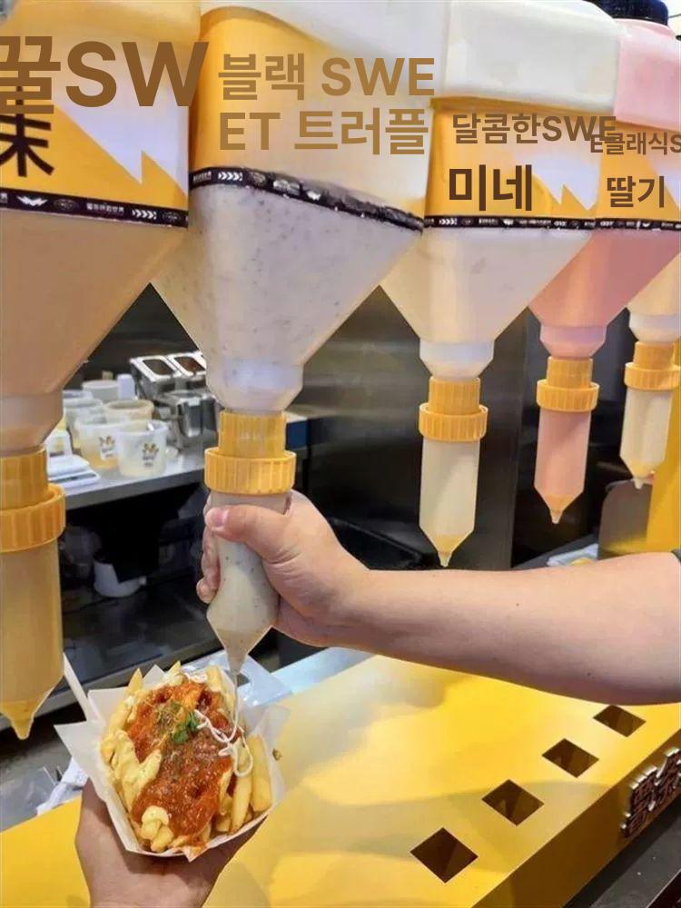거꾸로소스통 업소용 디스펜서 드레싱 케찹 원통 소스통 거꾸로 양념통 카페 C57-화이트-3500ml-사각통 - 상세 이미지 4