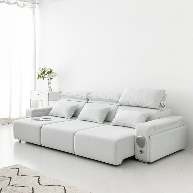 니스코 4인 전동 슬라이딩 패브릭 소파 B524 스피커형 코모도 아이보리 5545.7965, 4인용