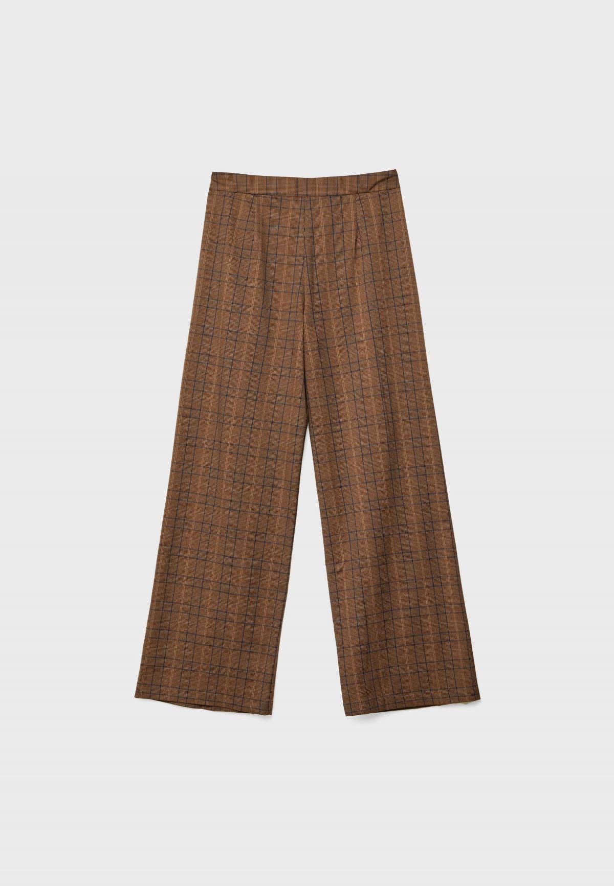 스트라디바리우스 체크 와이드 스마트 팬츠 4550/258 BROWN - 상세 이미지 2
