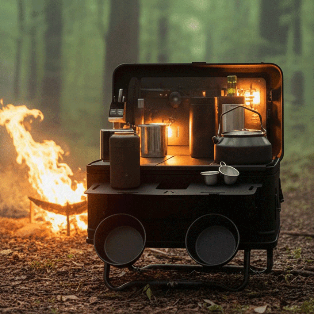 아필 강화 알루미늄 택티컬 멀티 수납 감성 캠핑박스 30L, 블랙
