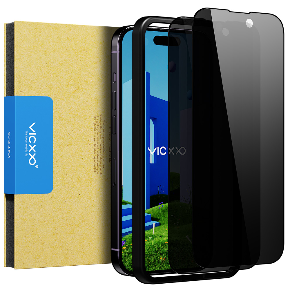 빅쏘 2.5CX 사생활 보호필름 강화유리 아이폰14 프로 맥스, 2매입