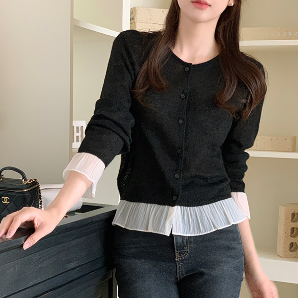 알파카 울 프릴 긴팔 가디건 cd3448