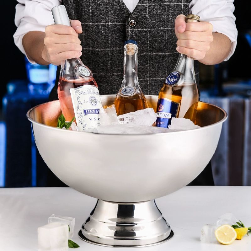 와인 아이스 버킷 바스켓 양동이 쿨러보냉 양주 맥주 투명 샴페인 양주얼음통 아이스버킷 실버 - 상세 이미지 5