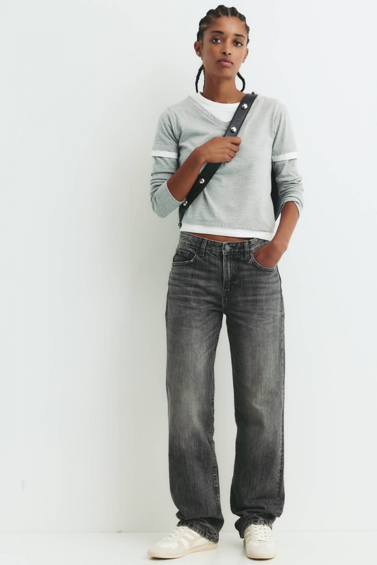 풀앤베어 빈티지 데님 미드웨이스트 스트레이트핏 청바지 3687/375 ANTHRACITE GREY - 상세 이미지 2