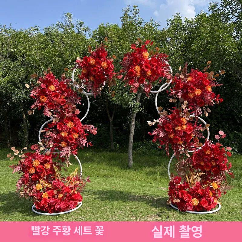꽃 철제 프레임 대문 높이 발코니 울타리 소품 오벨리스크 선반 식물 골드 2.1m 6링 - 상세 이미지 3